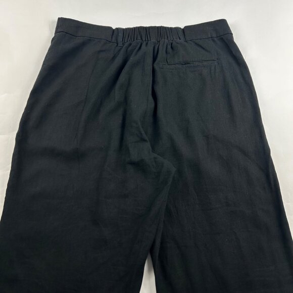 Old Navy Black Linen Blend Taylor High Rise Wide Leg Summer Trouser Pant L - Picture 7 of 7